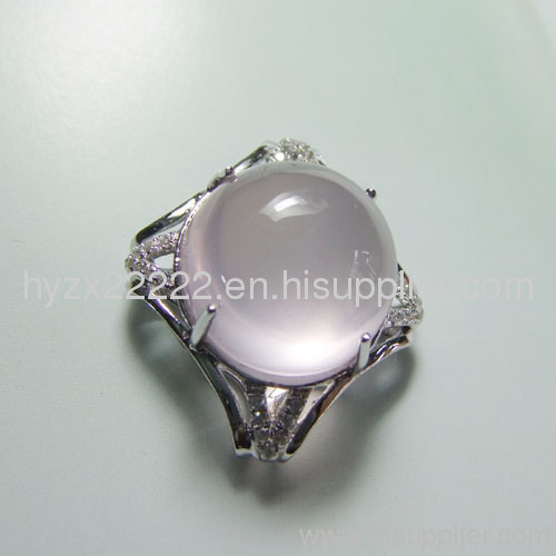 18k white gold rose quartz pendant,18k white gold jewelry,gemstone pendant,fine jewelry