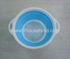 8'' blue round shape plastic folding colander