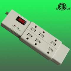 6 outlet power strip surge protector ,2 transformer spaced outlets