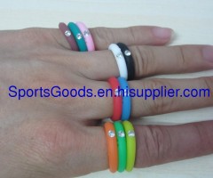 Silicone finger ring with crystal good for gift