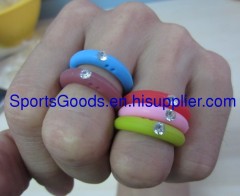 Silicone finger ring with crystal good for gift