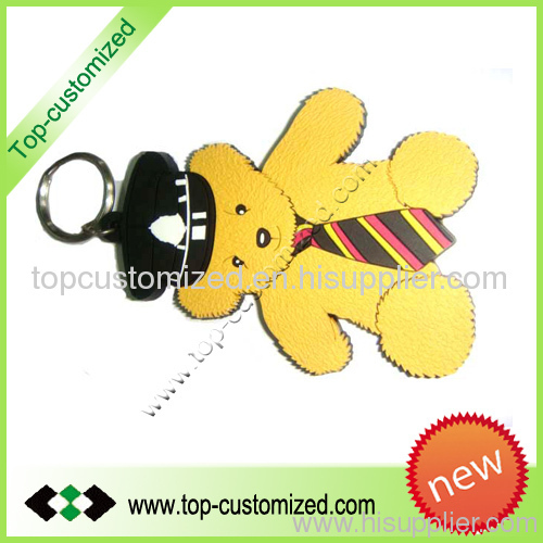 Custom cartoon bear silicone soft rubber keyring