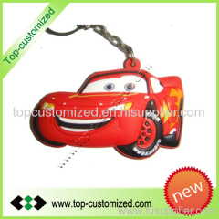 Hot selling Lightning McQueen soft rubber silicone keychain