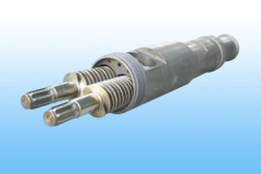 Nitrided conical twin screw and barrel