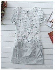 Ladies summer cotton dot printed dress