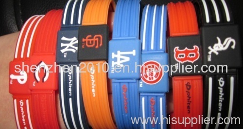baseball team silicone bracelet titanium sports energy rope necklace