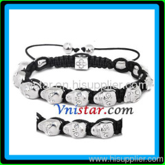 Vnistar skulls shamballa bracelet cheap SBB134-1 with clear stones