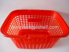 Plastic supermarket shopping double handle basket