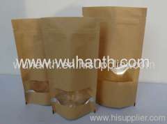 small stand up paper bag with zipper and window for coffee