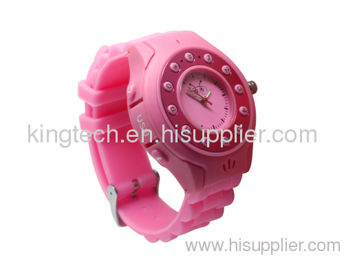 lovely pink watch mobile phone for kid MP3 remote monitor
