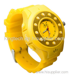 yellow watch phone with one key SOS remote monitor