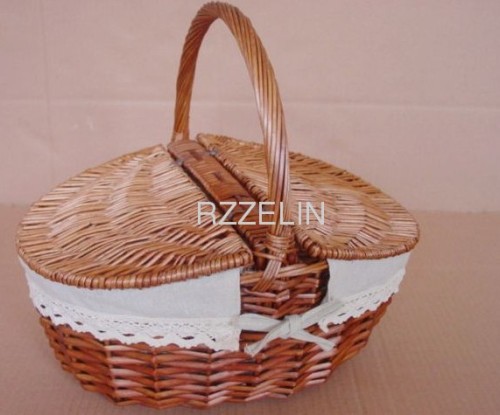 Chinese willowr basket with cover and handle