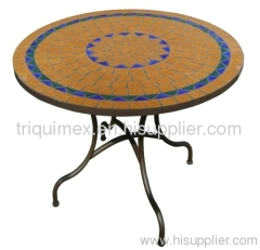 Wrought iron and ceramic mosaic round dining table