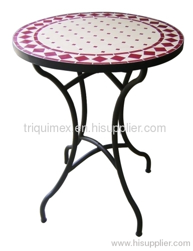 Wrought iron and ceramic mosaic round table