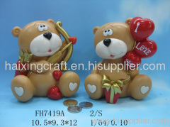 Polyresin Bear Lovers Valentines Coin Bank