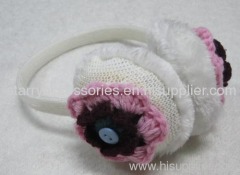 White Acrylic Earmuff with Flowers