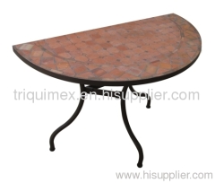 Wrought iron and ceramic mosaic square table