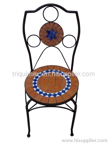 Wrought iron and ceramic mosaic chair