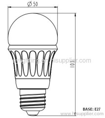 4W E27 Φ50mm×103mm Aluminum LED Bulb With Glass Lamp Cover For Home