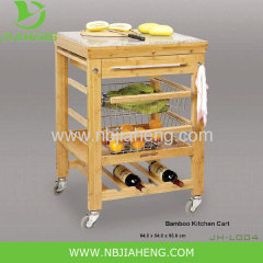 Solid Bamboo Kitchen Island Cart Trolley