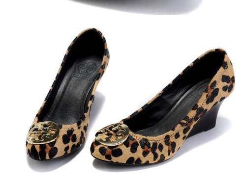 Ladies leopard print wedge heel dress shoes