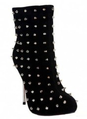 Women studded high heel dress shoes black