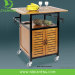 Wooden and Metal Frame Kitchen Trolley With Big Storage Cabinet