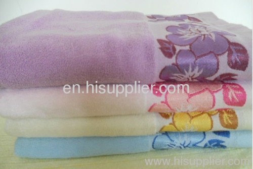 100% cotton jacquard bath towel,satin border bath towel