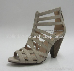 Gray Chunky Heel Fashion Sandals