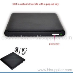 Slot-in optical drive kits with a pop-up key