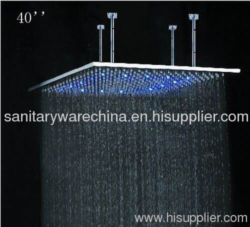 40" Large Size Top Rainfall LED Brass Shower Heads