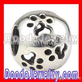 Silver european Paw Print Charm