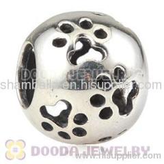 Sterling Silver european Dog Paw Print Charm Bead Wholesale