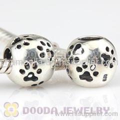 Sterling Silver european Dog Paw Print Charm Bead Wholesale