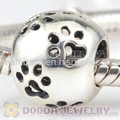 Sterling Silver european Dog Paw Print Charm Bead Wholesale