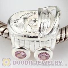 Pink Stone european Baby Carriage Charm Bead Wholesale