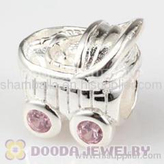 Pink Stone european Baby Carriage Charm Bead Wholesale