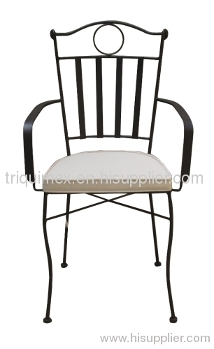 Powder coated wrought iron armchair