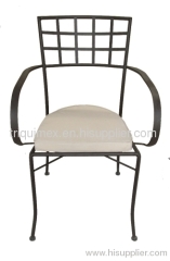 Powder coated wrought iron armchair