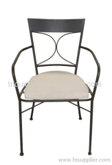 Powder coated wrought iron armchair