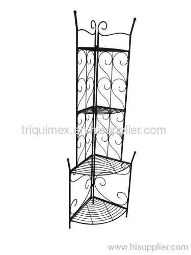 Corner wrought iron folding shelf