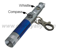 whistle keychain light with compass