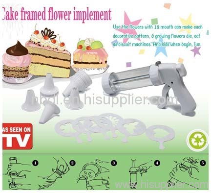 Cake framed flower implement