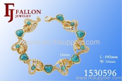 18K Gold Turquoise Cuff Bracelets Jewelry 1530596