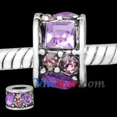 Antique silver plated stone bead PBD3426-3 with purple stones