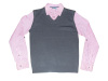 Mens twofer sweater with printed stripe sleeve