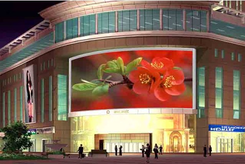 P12 curved led display on commercial building