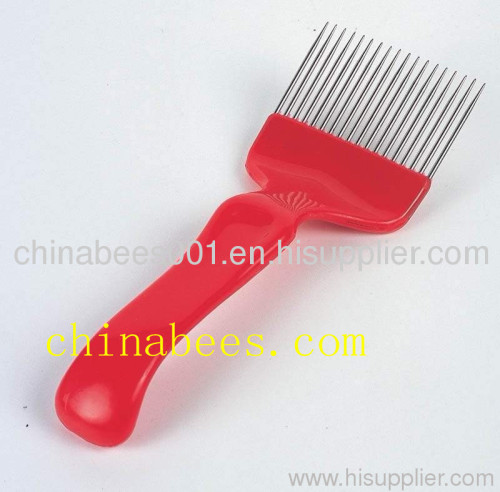 straight side stainless steel uncapping fork with plastic handle