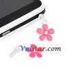 Silver plated pink flower anti dust plug cell phone charm ADP016