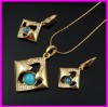 Special Turquoise Series Golden Costume Jewelry Set 1120539